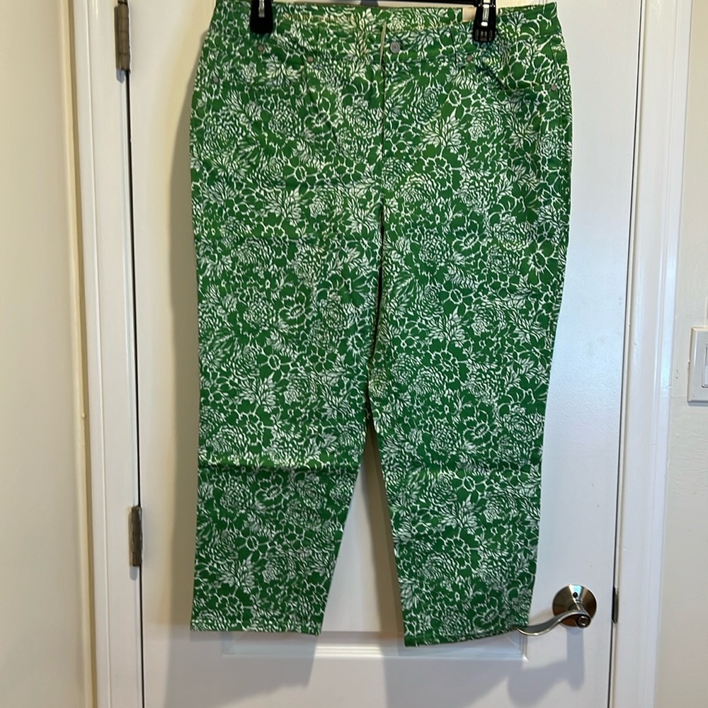 Talbots Green Floral Ankle Jeans